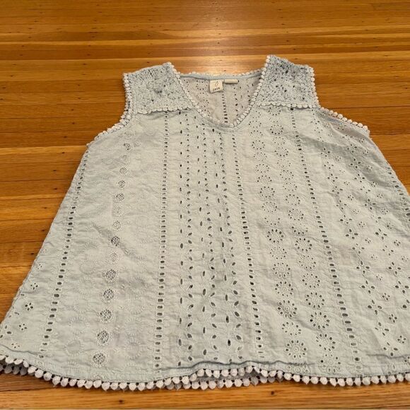 Joie light blue eyelet tank top - Picture 3 of 5
